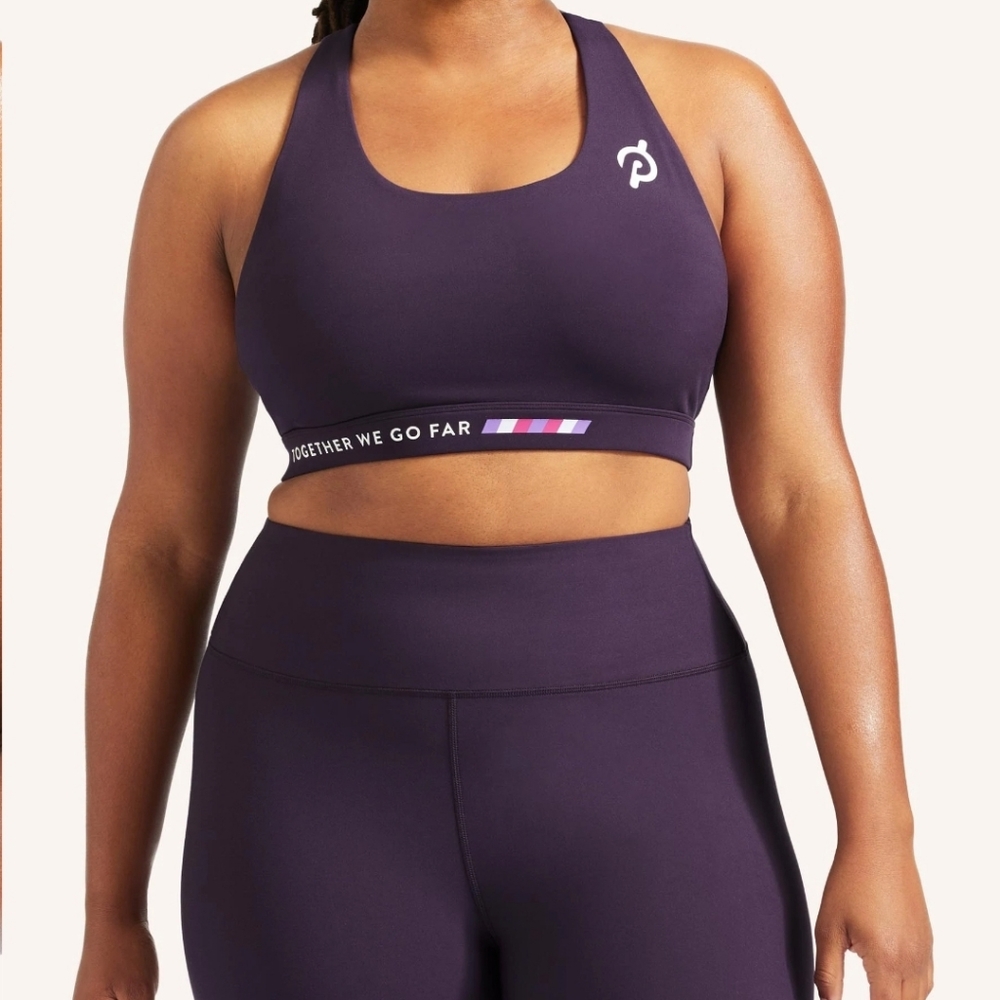 Peloton Women's Cadent Spliced Back Sports Bra Size Large Purple NEW